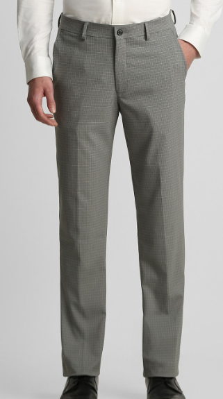 Men's Grey Checkered Dress Pants