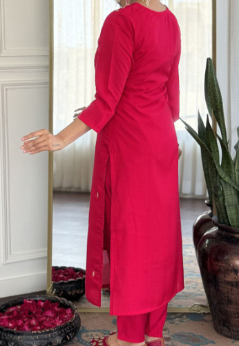 Elegant Red Embroidered Salwar Kameez Set