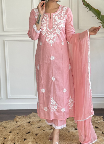 Pink Embroidered Salwar Kameez Set