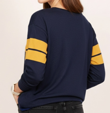 Navy Blue and Yellow Striped Sweater