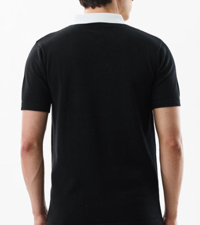 Men's Black Polo Shirt with White Stripes