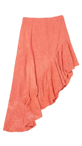 Coral Asymmetrical Ruffle Skirt