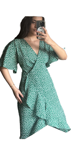 Green Polka Dot Wrap Dress