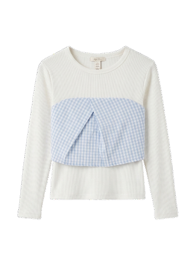 Gingham Layered Long Sleeve Top