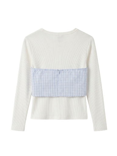 Gingham Layered Long Sleeve Top