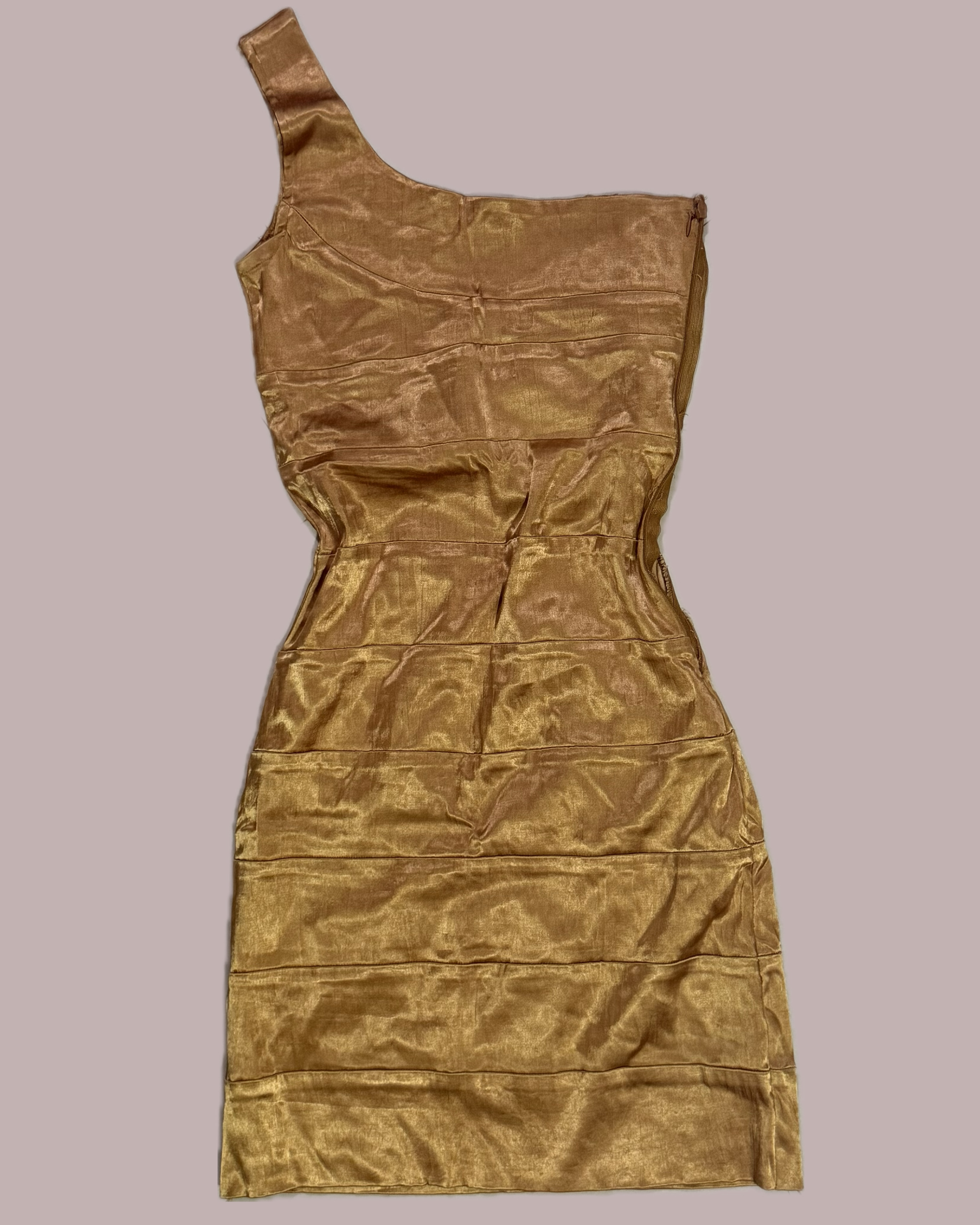 Gold One-Shoulder Velvet Dress