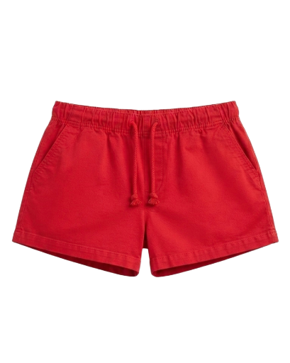 Red Cotton Casual Shorts