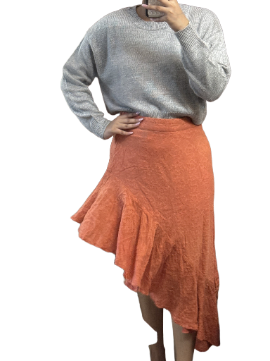 Coral Asymmetrical Ruffle Skirt