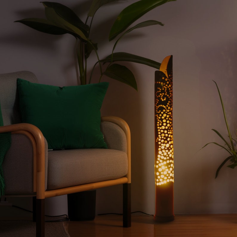 Handmade Bamboo "Tree of Life" Lamp: Japanese Inspired Ambient Lighting