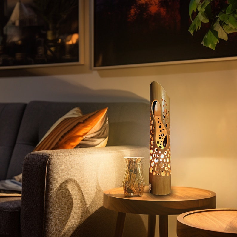 Handmade Bamboo Table Lamp: Japanese Zen Decor