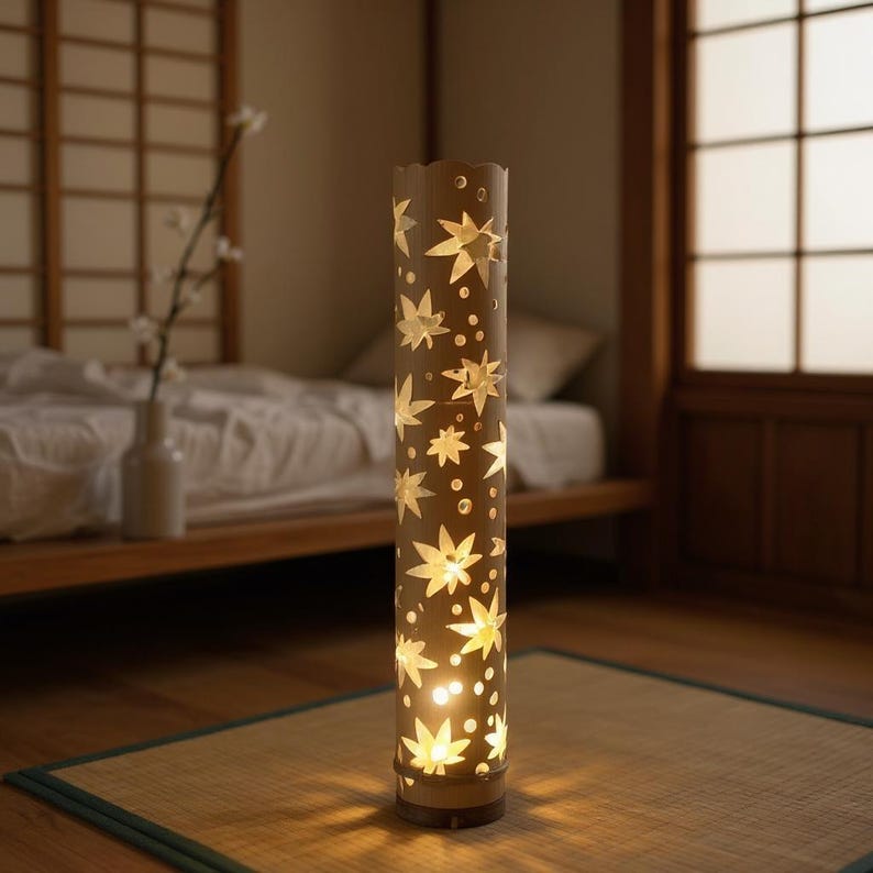 Maple Leaf Bamboo Lamp: Handmade Japanese-Style Ambient Lighting