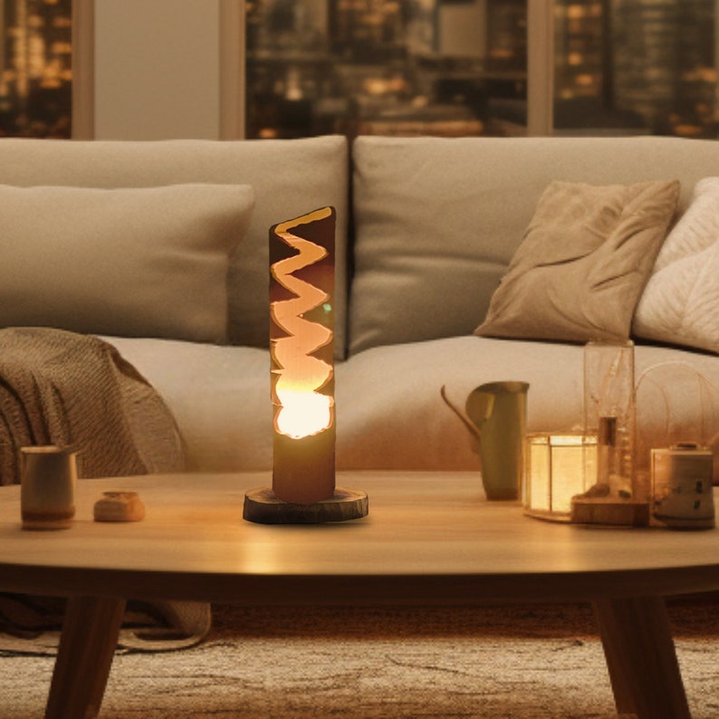 Handmade Bamboo Table Lamp: Japanese Decor, Feng Shui Lighting (18 inch)