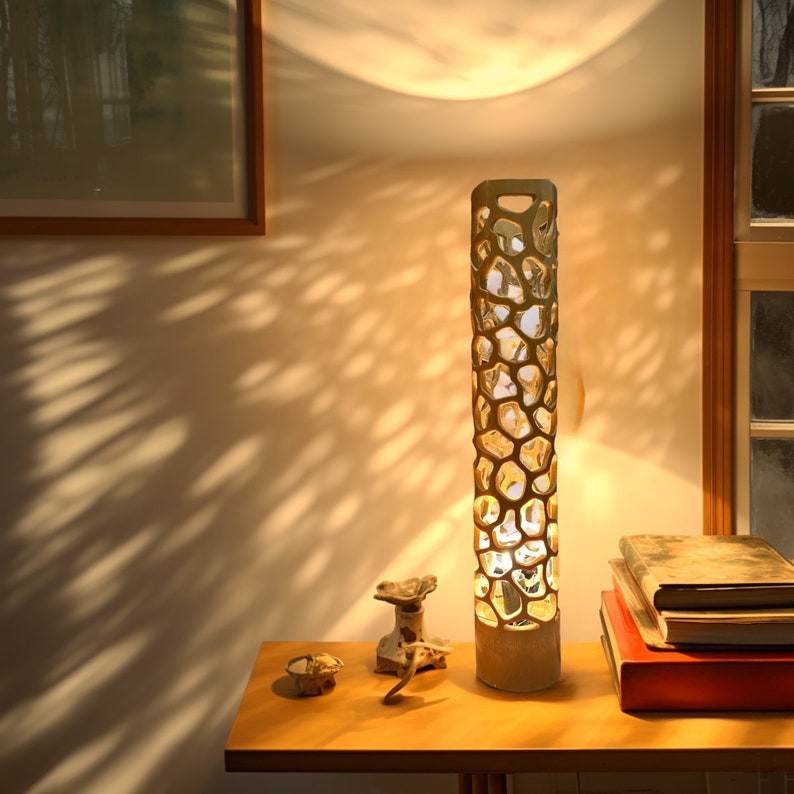Handmade Bamboo Table Lamp: Japanese Feng Shui Decor, 20 inch