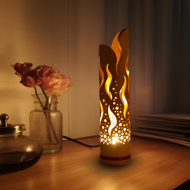 Bamboo Lamps - Bedroom Lamps - Desk Lamps - Ambient lighting/Japanese/Hand Made & Natural/Unique design ZEN FIRE