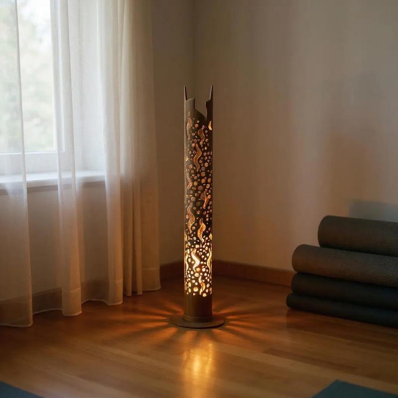 Handmade Bamboo Floor Lamp: Japanese Zen Fire Design