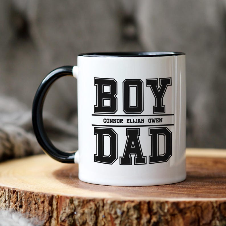 Personalized Boy Dad Coffee Mug with Kids Names, Custom Fathers Day Gift for Dad from Children, Gift Idea for First Time Dad, Dad Gifts