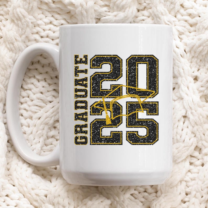Senior Class of 2025 Graduation Mug: Faux Glitter Gift (11oz and 15oz)