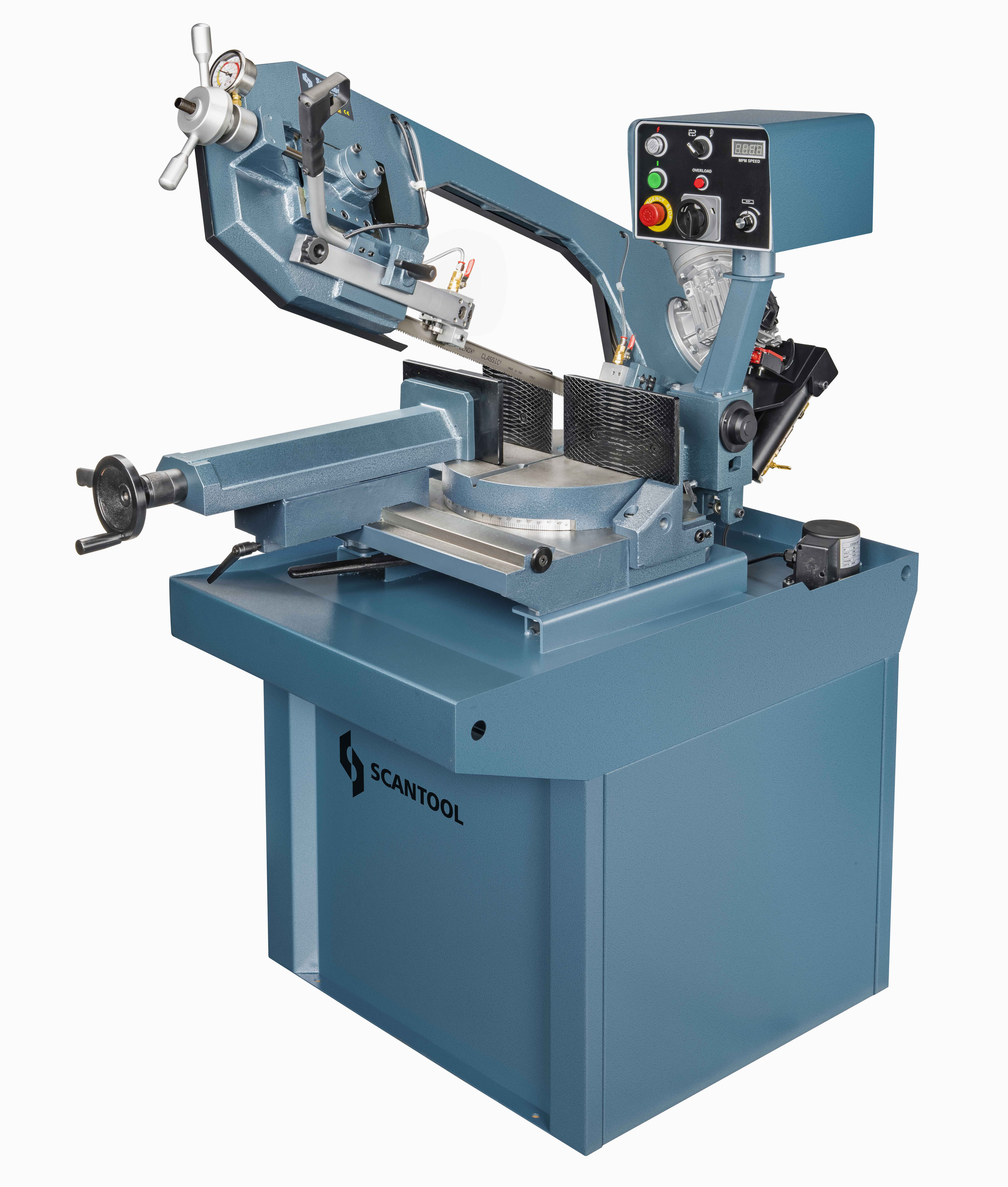 Scie à ruban métal Scantool 320 GSHE pour un sciage de précision avec arrêt de scie automatique.