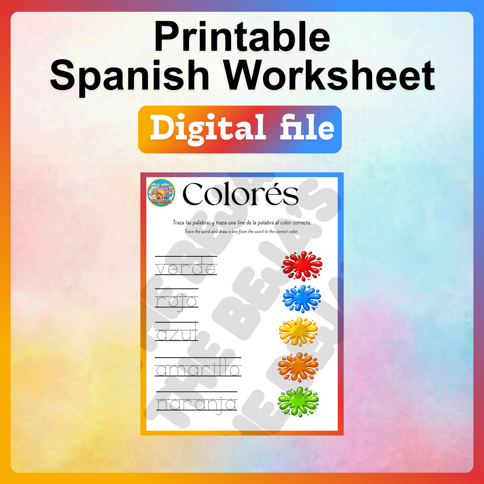 Printable Spanish Worksheets - colors