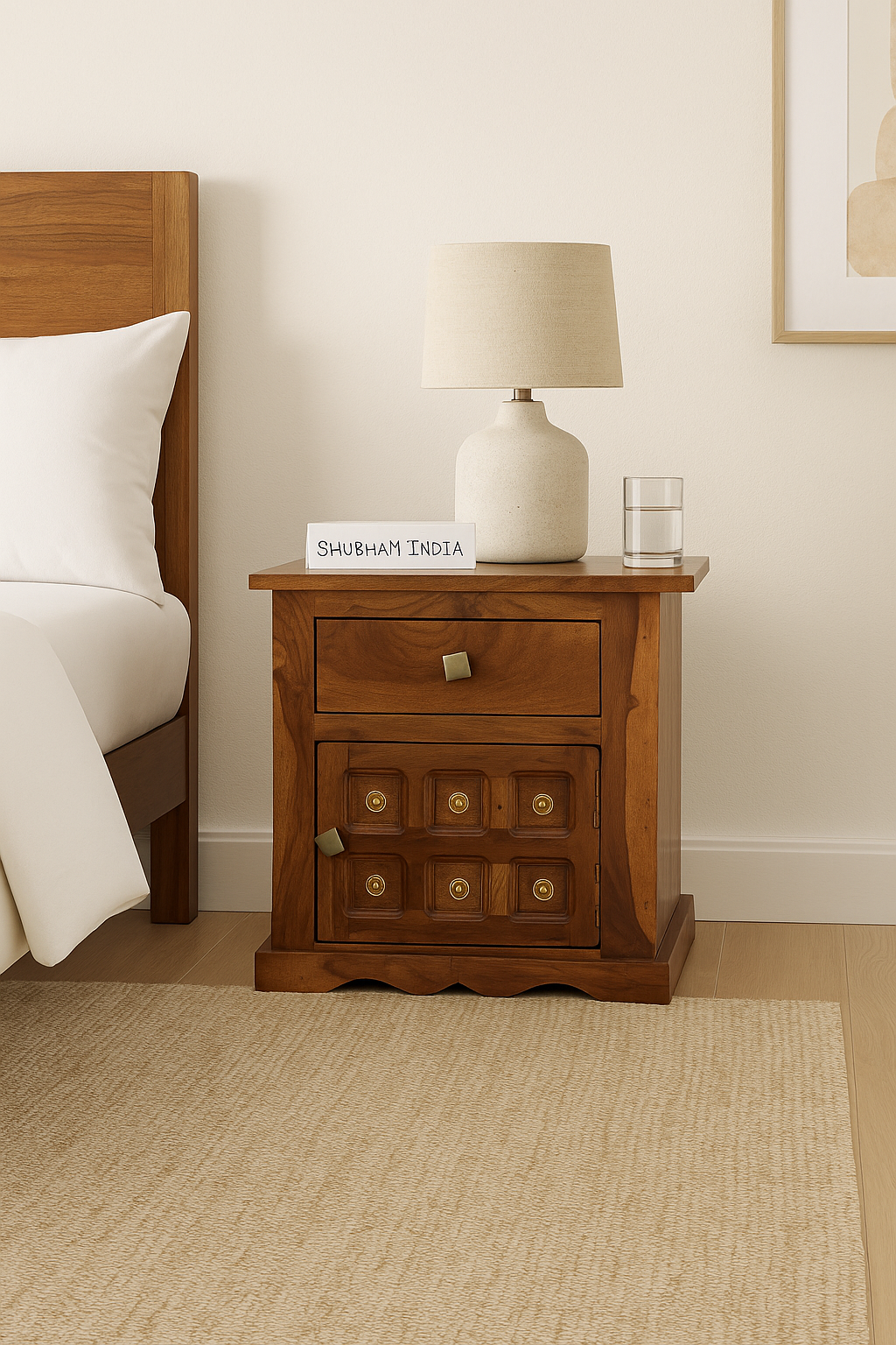 Wooden Brass bedside table