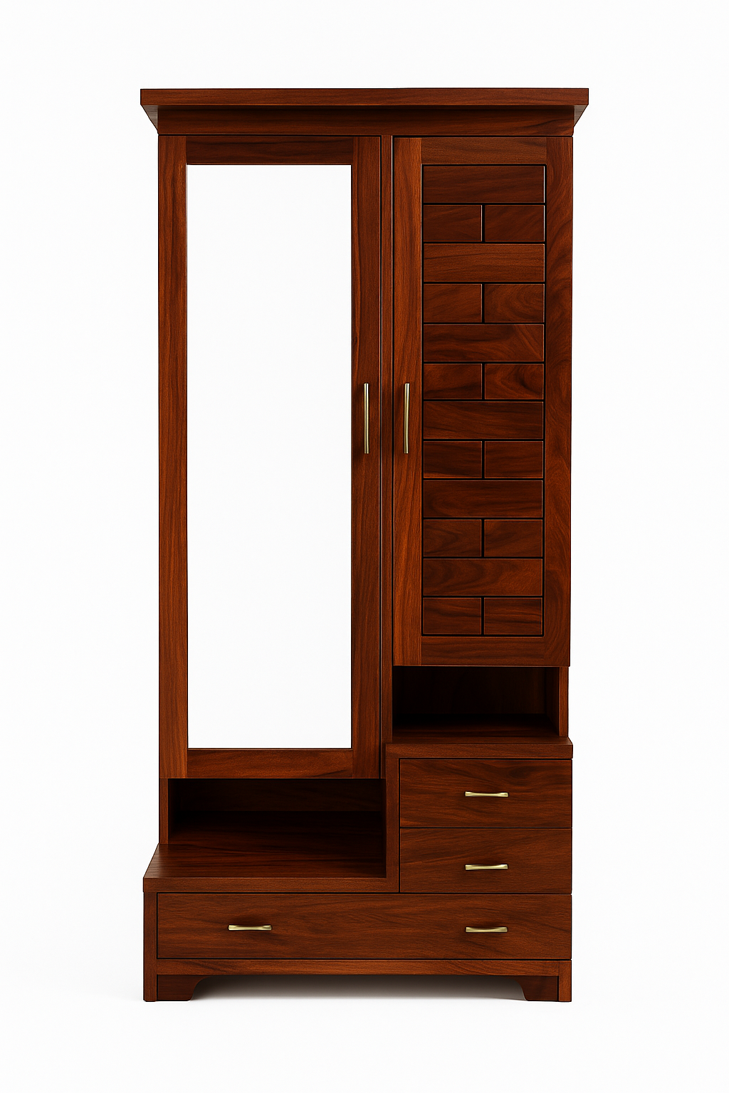 Wooden Wardrobe with Mirror