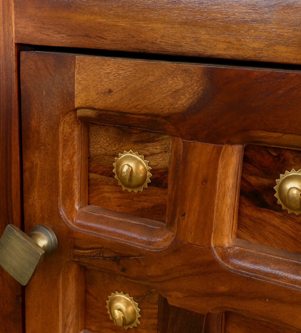Wooden Brass bedside table