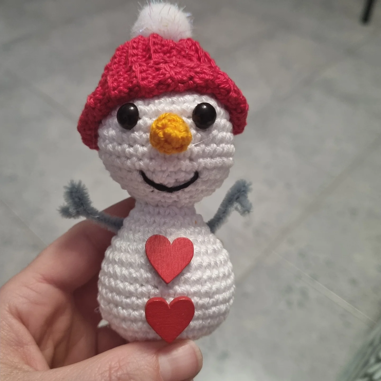 Handmade Crochet Snowman pupazzo di neve