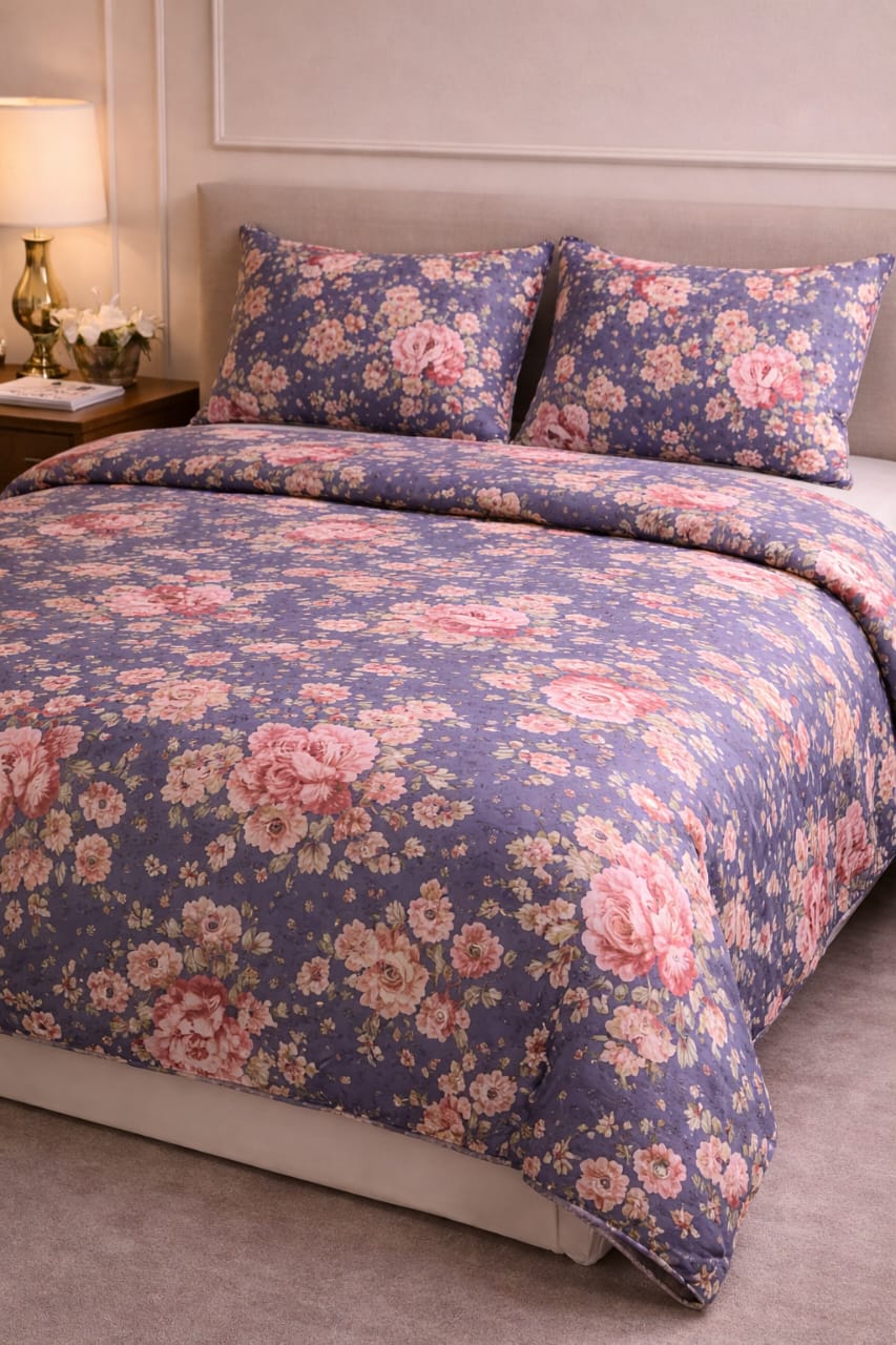 لحاف فايبر زهري جميل