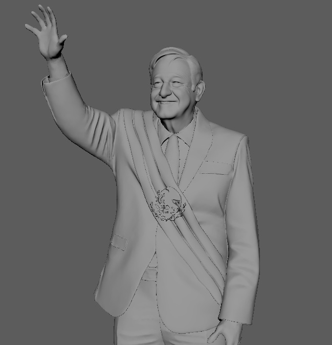 Figura de AMLO 3d saludando