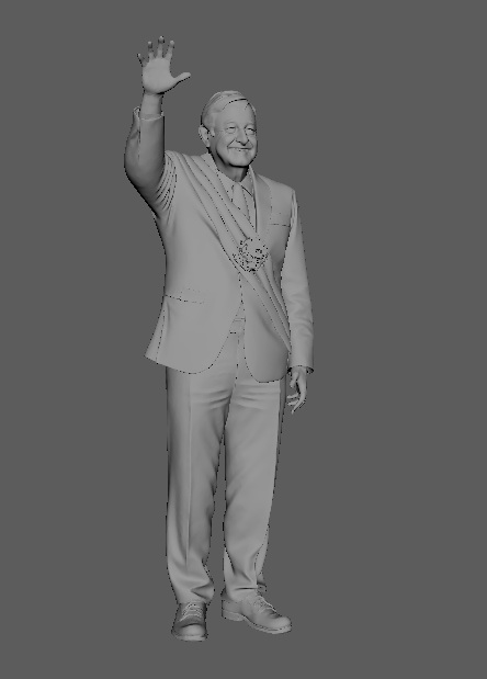 Figura de AMLO 3d saludando