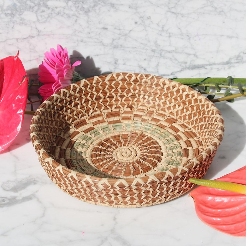 Melany Pine and Wild Grass Basket (Sage Green and Beige)