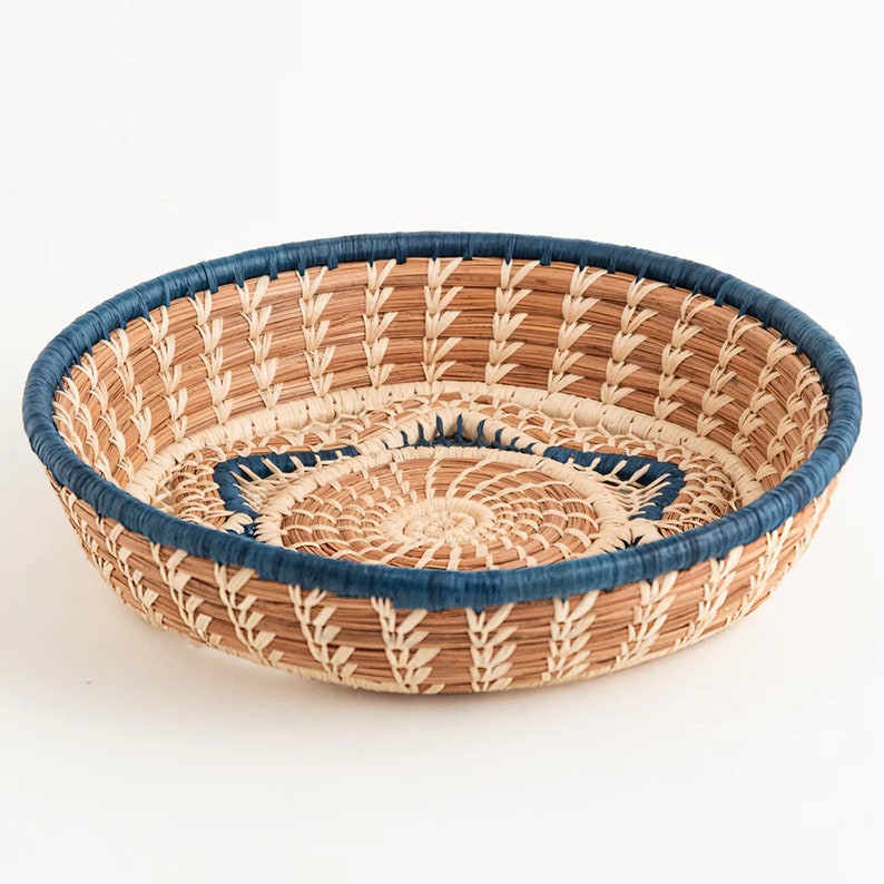 Florinda Navy Star Basket with Handwoven Blue, Beige