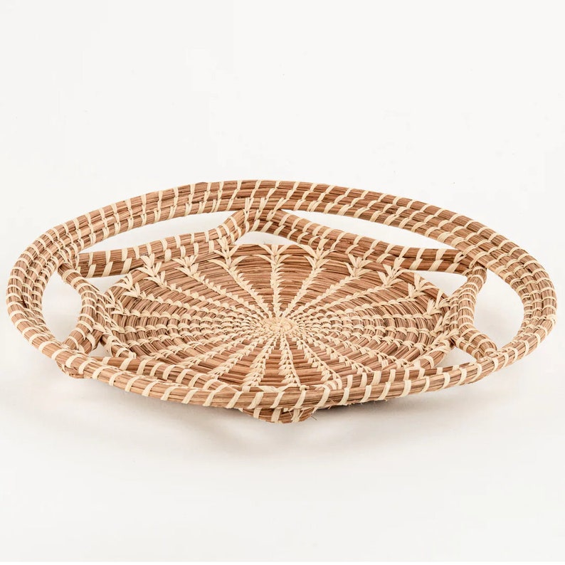 Handwoven Pine Needle and Raffia Mari Basket