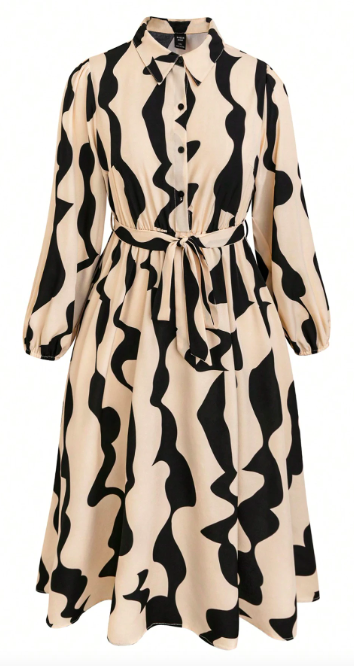 Abstract Print Shirt Dress