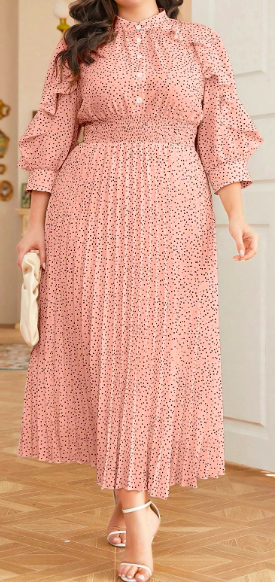 Pink polka dot maxi dress 2XL