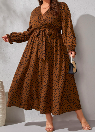 Brown Polka Dot Maxi Dress 2XL
