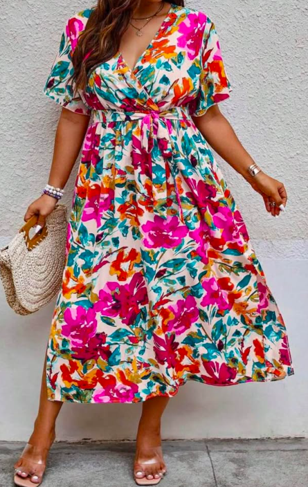 Floral Print Summer Dress 3XL 4XL