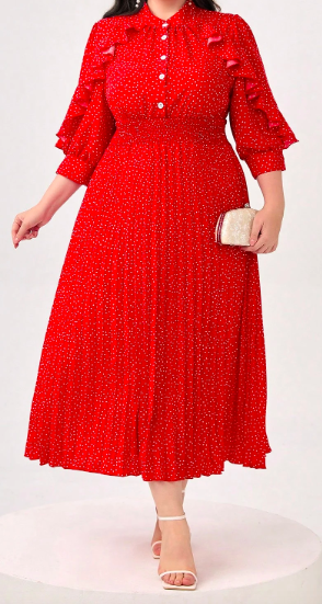 Red Polka Dot Maxi Dress 2XL