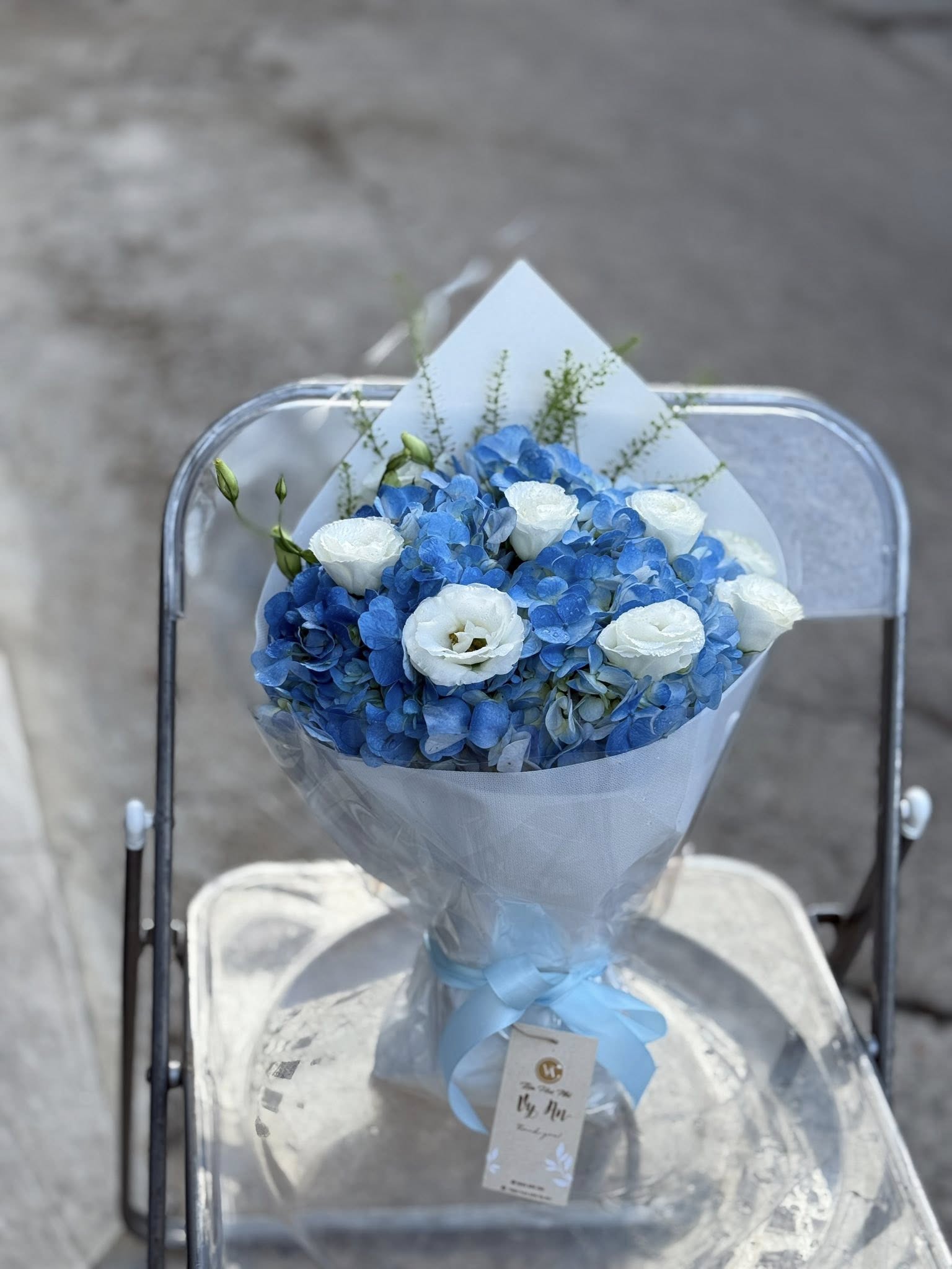 Elegant Blue and White Flower Bouquet