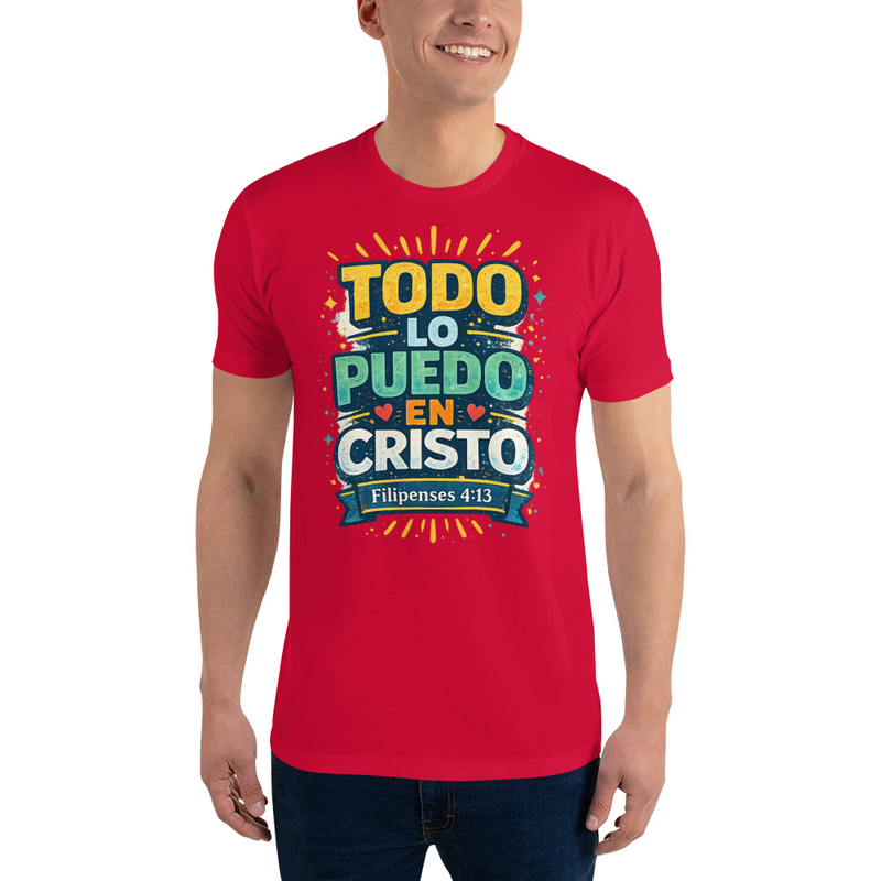 Todo lo Puedo en Cristo – Camiseta Cristiana Colorida para Hombre