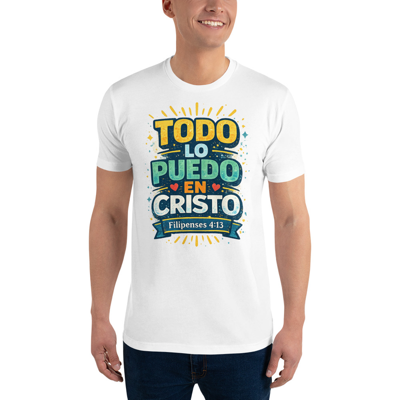 Todo lo Puedo en Cristo – Camiseta Cristiana Colorida para Hombre