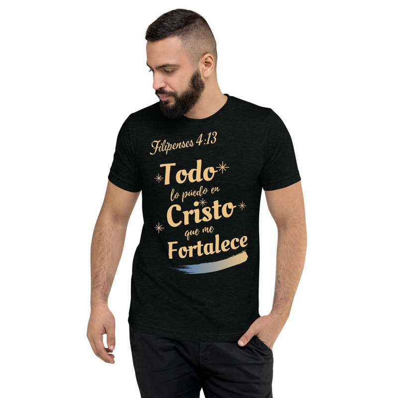 Todo lo Puedo en Cristo que me Fortalece – Camiseta Cristiana Dorada para Hombre | Filipenses 4:13