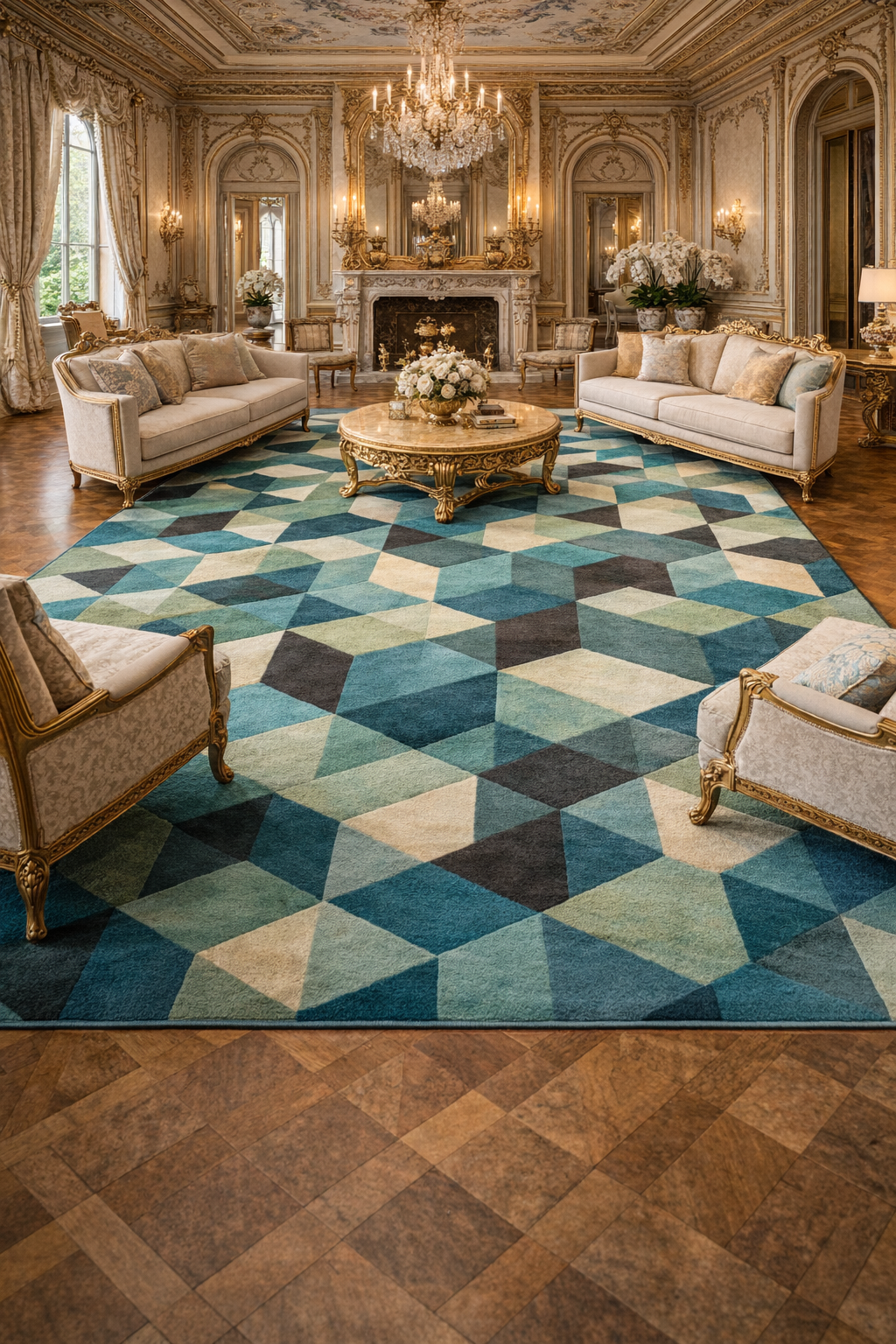 Green Color Modern Area Rug for all Floors