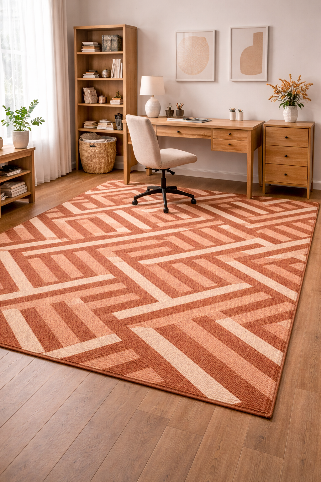 Red Color Modern Area Rug for all Floors