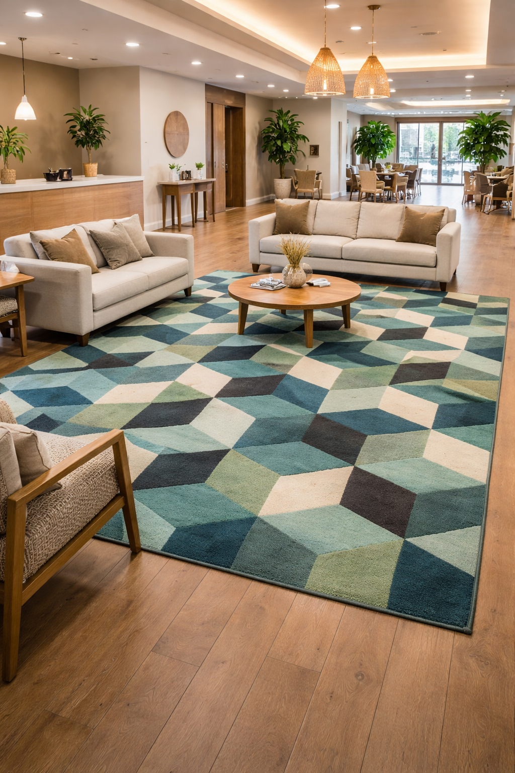 Green Color Modern Area Rug for all Floors