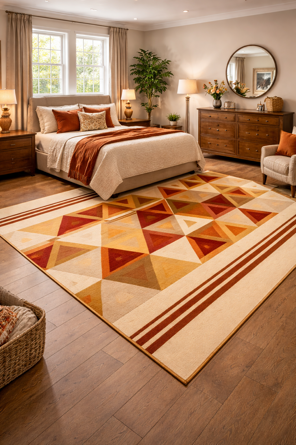 Beige Red Color Modern Area Rug for all Floors