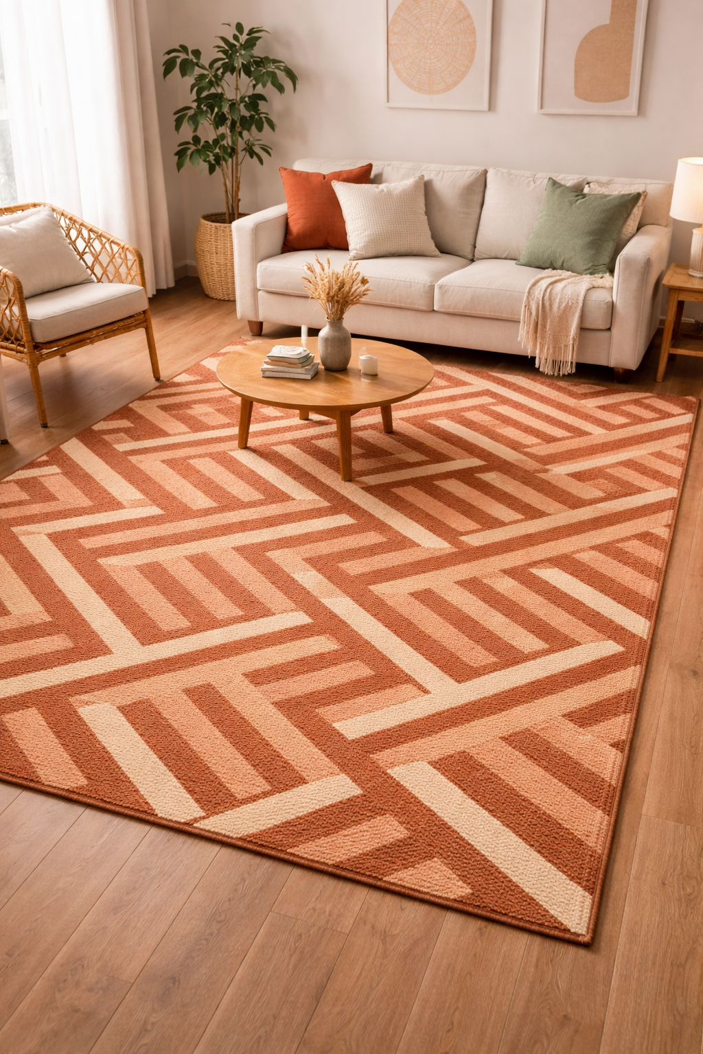 Red Color Modern Area Rug for all Floors