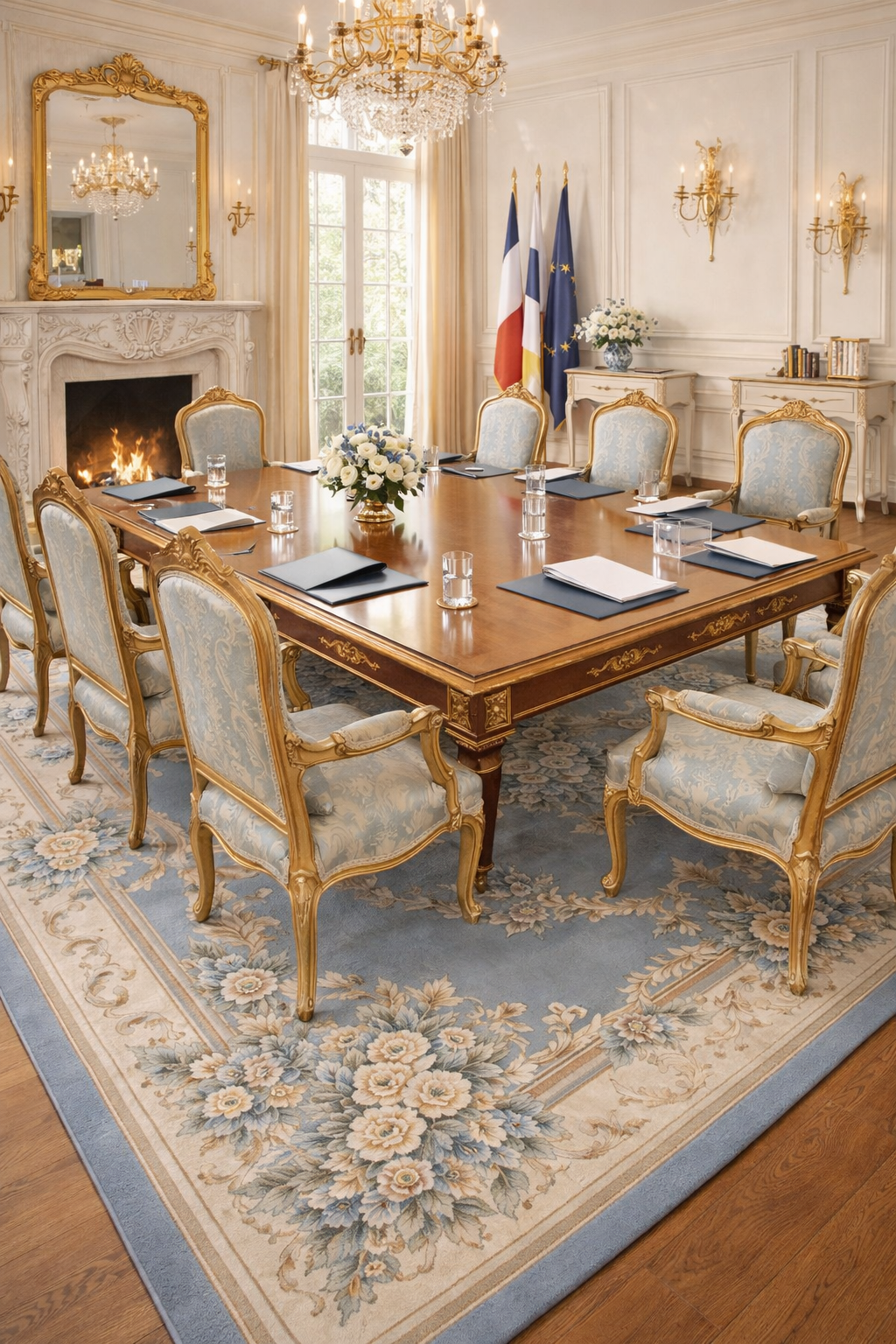 Floral Aubusson Blue Area Rug