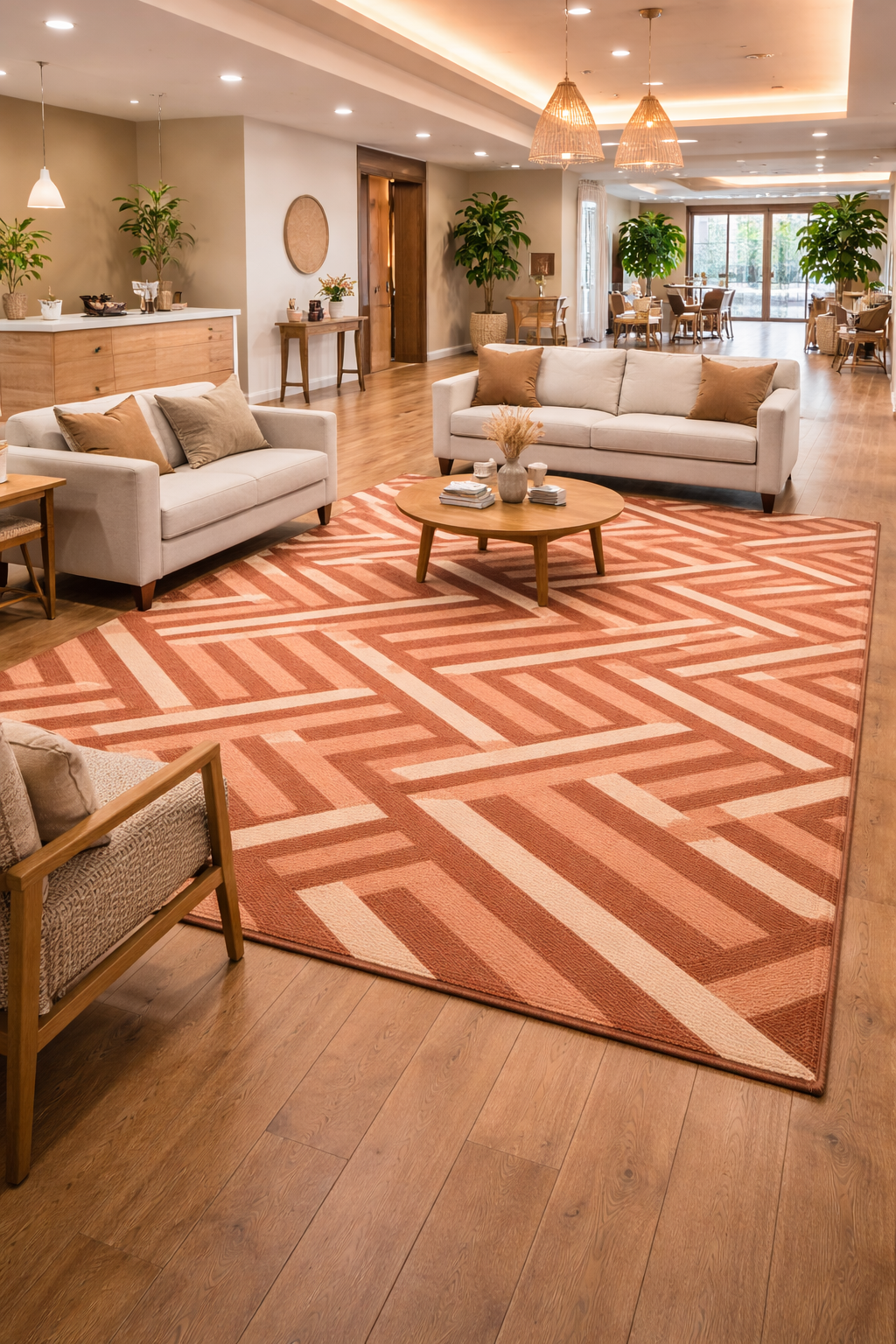 Red Color Modern Area Rug for all Floors