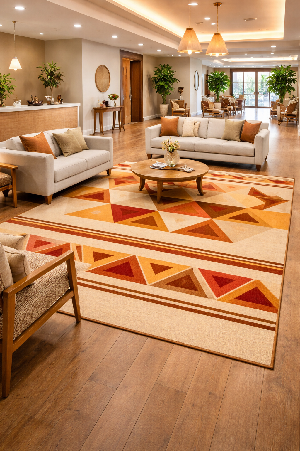 Beige Red Color Modern Area Rug for all Floors